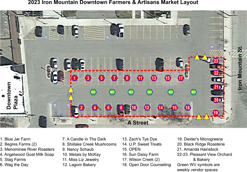 downtown iron mountain mi farmers artisans market layout map